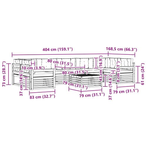 Комплект дивани за открито 8 pcs Натурален и Антрацит
