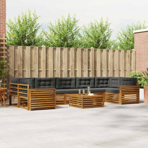 Комплект дивани за открито 8 pcs Натурален и Антрацит