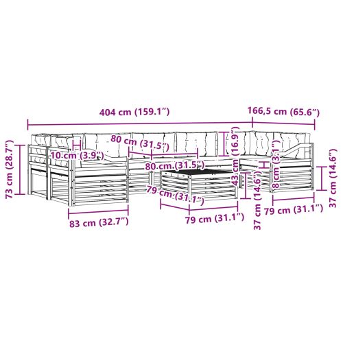 Комплект дивани за открито 8 pcs Натурален и Антрацит