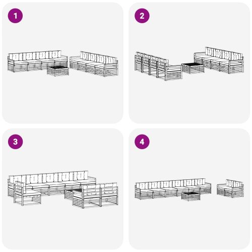 Комплект дивани за открито 9 pcs Натурален и Антрацит