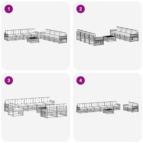 Комплект дивани за открито 9 pcs Натурален и Антрацит