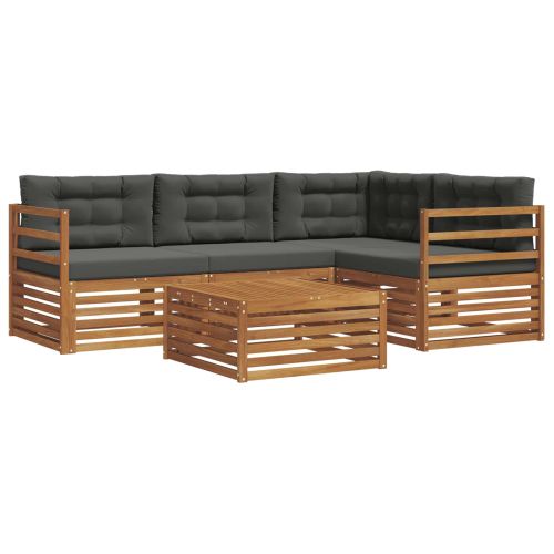 Комплект дивани за открито 5 pcs Натурален и Антрацит