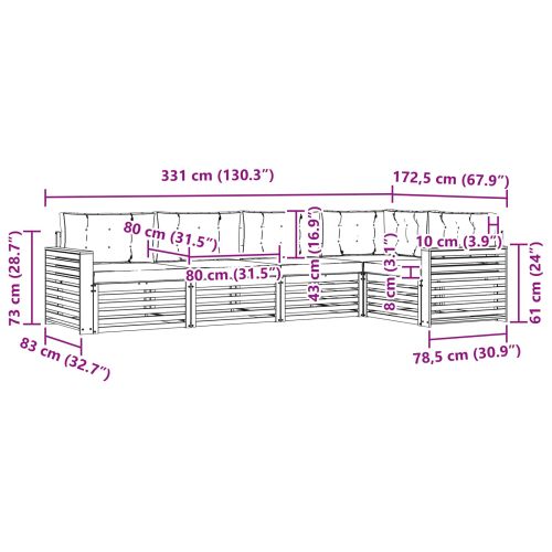 Комплект дивани за открито 5 pcs Натурален и Антрацит