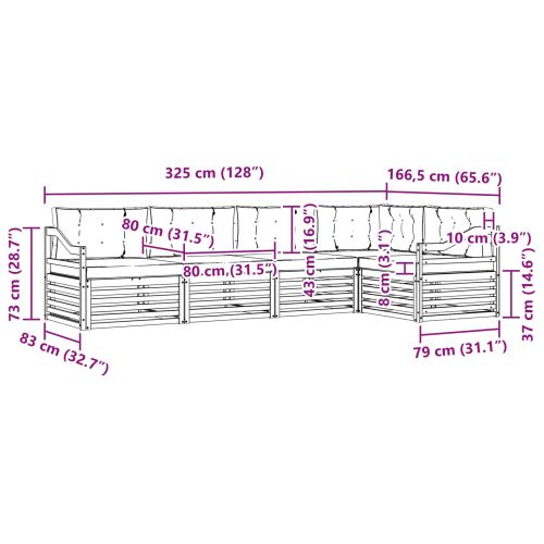 Комплект дивани за открито 5 pcs Натурален и Антрацит
