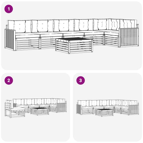 Комплект дивани за открито 7 pcs Натурален и Антрацит