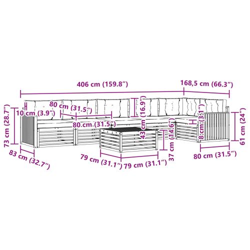 Комплект дивани за открито 7 pcs Натурален и Антрацит