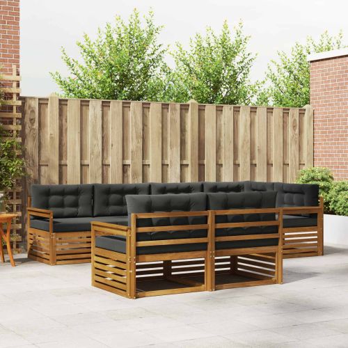 Комплект дивани за открито 7 pcs Натурален и Антрацит