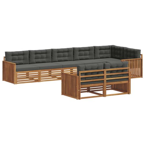 Комплект дивани за открито 8 pcs Натурален и Антрацит