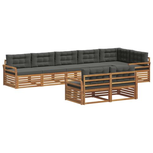 Комплект дивани за открито 8 pcs Натурален и Антрацит