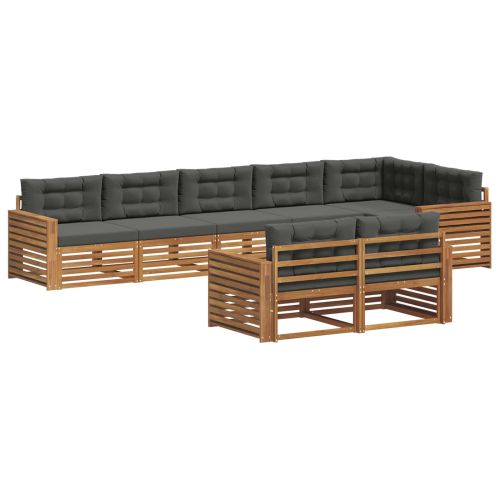 Комплект дивани за открито 8 pcs Натурален и Антрацит