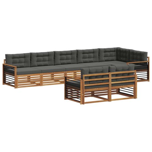 Комплект дивани за открито 8 pcs Натурален и Антрацит