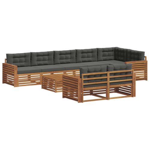 Комплект дивани за открито 9 pcs Натурален и Антрацит
