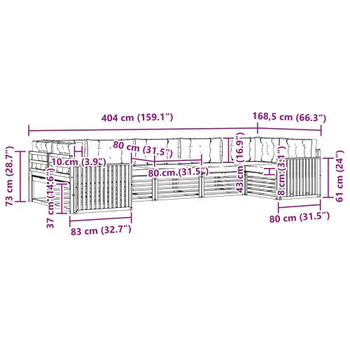 Комплект дивани за открито 7 pcs Натурален и Антрацит