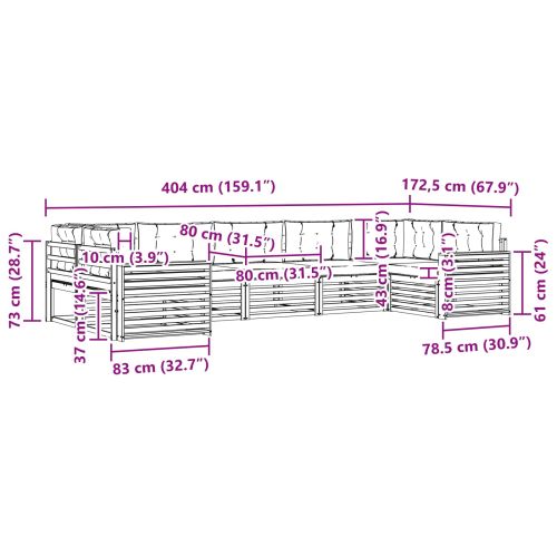 Комплект дивани за открито 7 pcs Натурален и Антрацит