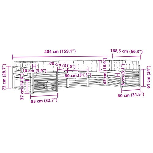 Комплект дивани за открито 7 pcs Натурален и Антрацит