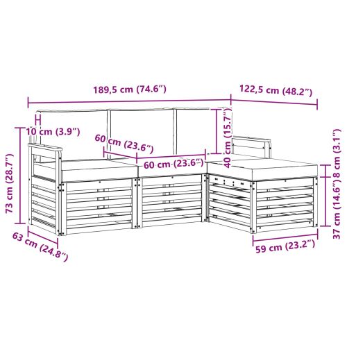 Комплект дивани за открито 4 pcs Естествено и светло сиво