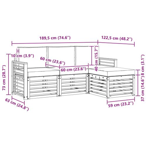Комплект дивани за открито 4 pcs Естествено и светло сиво