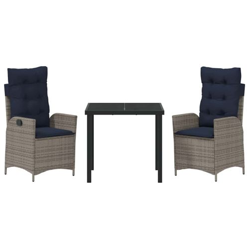 Комплект за хранене в градината 3 pcs Сив и черен Ратан