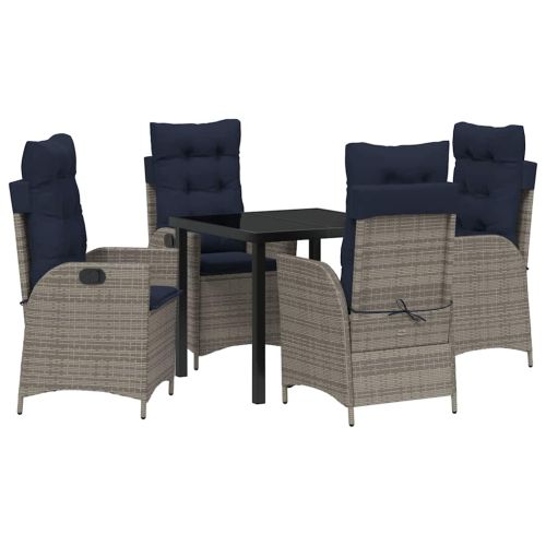 Комплект за хранене в градината 5 pcs Сив и черен Ратан