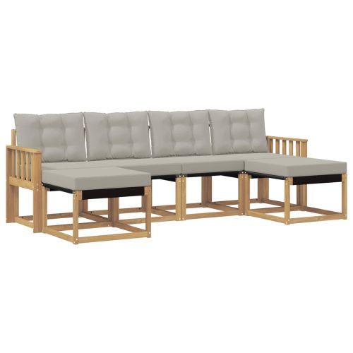 Комплект дивани за открито 6 pcs Бяло и светлосиво