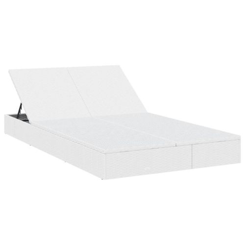 2-местен шезлонг с възглавници, Бял, полиратан