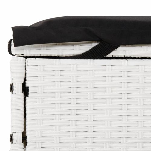 2-местен шезлонг с възглавници, Бял, полиратан