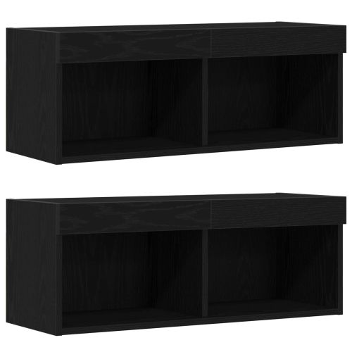 Комплект ТВ шкаф 8 pcs Черен дъб Инженерно дърво