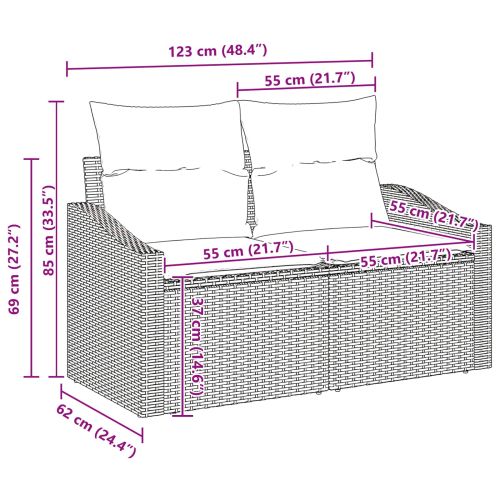 Комплект дивани с възглавница 8 pcs Сив и тъмносин полиратан