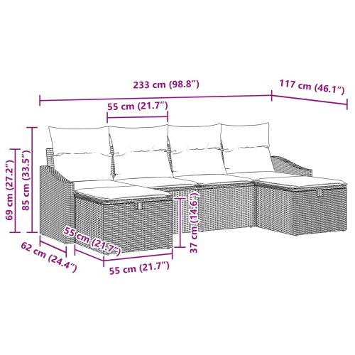 Комплект дивани с възглавница 5 pcs полиратан