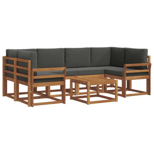 Комплект дивани за открито 7 pcs Натурален и Антрацит