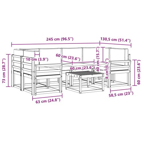 Комплект дивани за открито 7 pcs Натурален и Антрацит