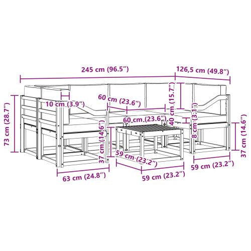 Комплект дивани за открито 7 pcs Натурален и Бежов