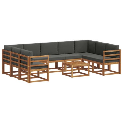 Комплект дивани за открито 10 pcs Натурален и Антрацит
