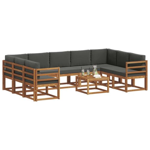 Комплект дивани за открито 10 pcs Натурален и Антрацит