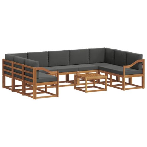 Комплект дивани за открито 10 pcs Натурален и Антрацит