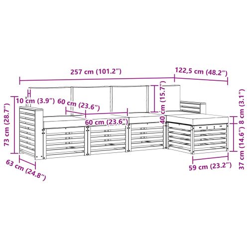 Комплект дивани за открито 5 pcs Натурален и Крема