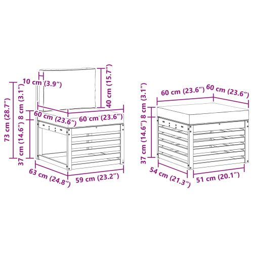 Комплект дивани за открито 5 pcs Натурален и Крема