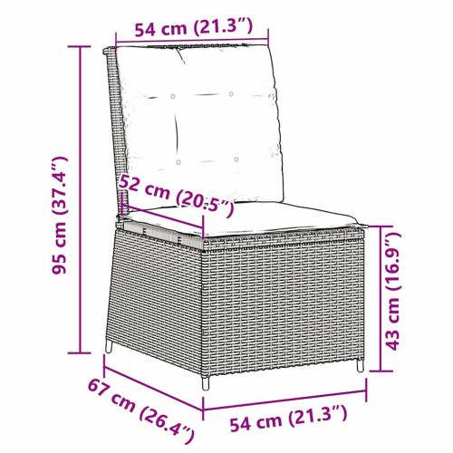 Градински диван с възглавница Черно и кремаво бяло полиратан
