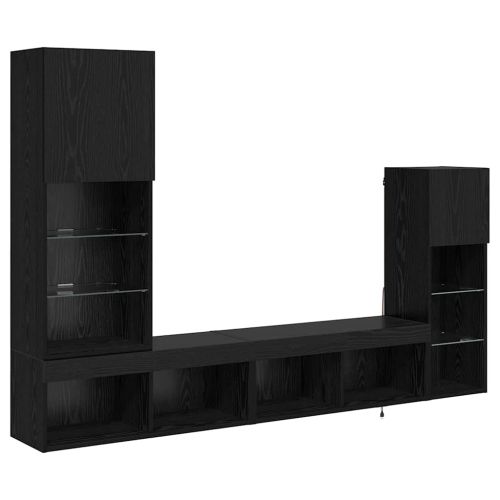 Стойки за телевизор 4 pcs Черния дъб Инженерно дърво