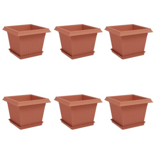 Саксии за растения 6 pcs Червено тухла 23 x 23 x 17,5 см
