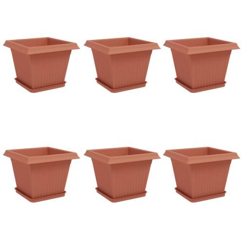 Саксии за растения 6 pcs Червено тухла 28,5 x 28,5 x 22 см