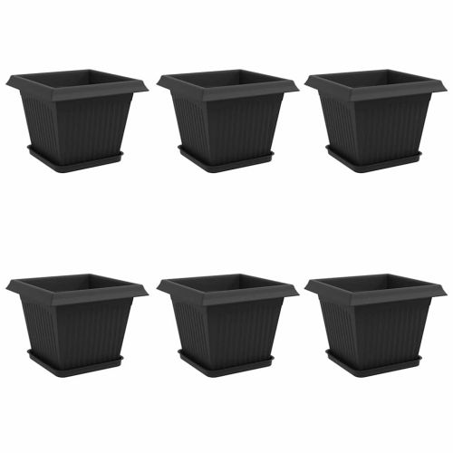 Саксии за растения 6 pcs Черно 28,5 x 28,5 x 22 см Пластмаса