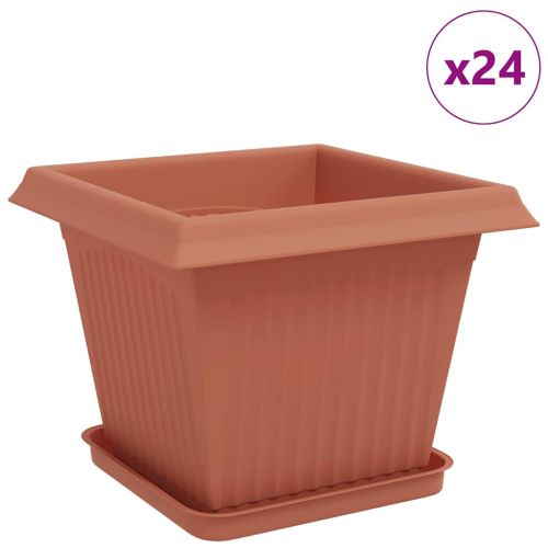 Саксии за растения 24 pcs Червено тухла 33 x 33 x 26 см
