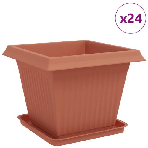 Саксии за растения 24 pcs Червено тухла 43 x 43 x 33,5 см
