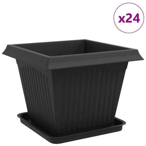 Саксии за растения 24 pcs Черно 43 x 43 x 33,5 см Пластмаса