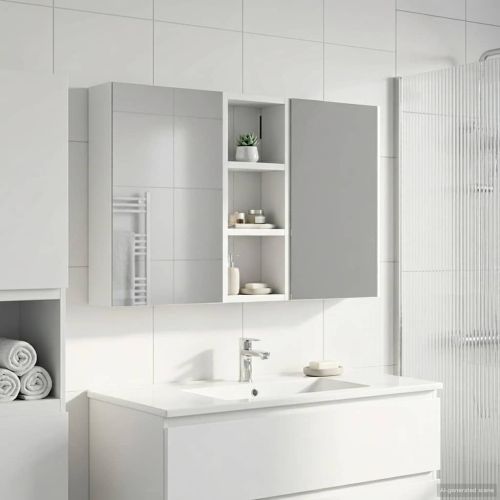 Комплект шкафове за баня с рафт с врата 3 pcs 80 x 10,5 x 50 см