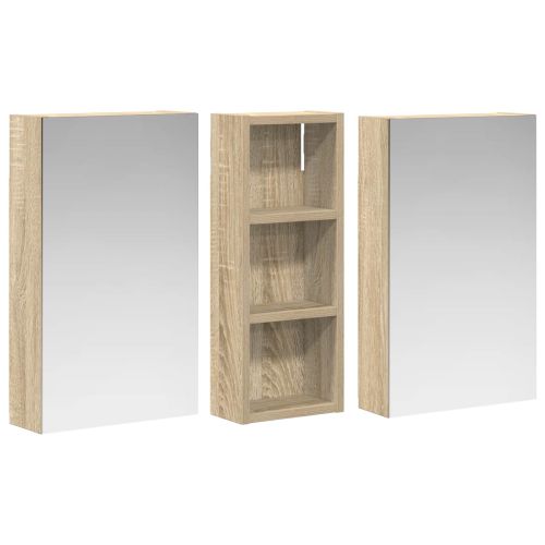 Комплект шкафове за баня с рафт с врата 3 pcs 80 x 10,5 x 50 см