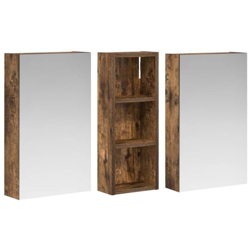 Комплект шкафове за баня с рафт с врата 3 pcs 80 x 10,5 x 50 см