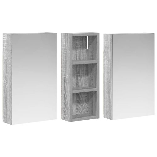 Комплект шкафове за баня с рафт с врата 3 pcs 80 x 10,5 x 50 см