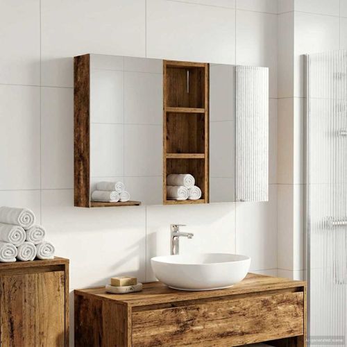 Комплект шкафове за баня с рафт с врата 3 pcs 80 x 10,5 x 50 см